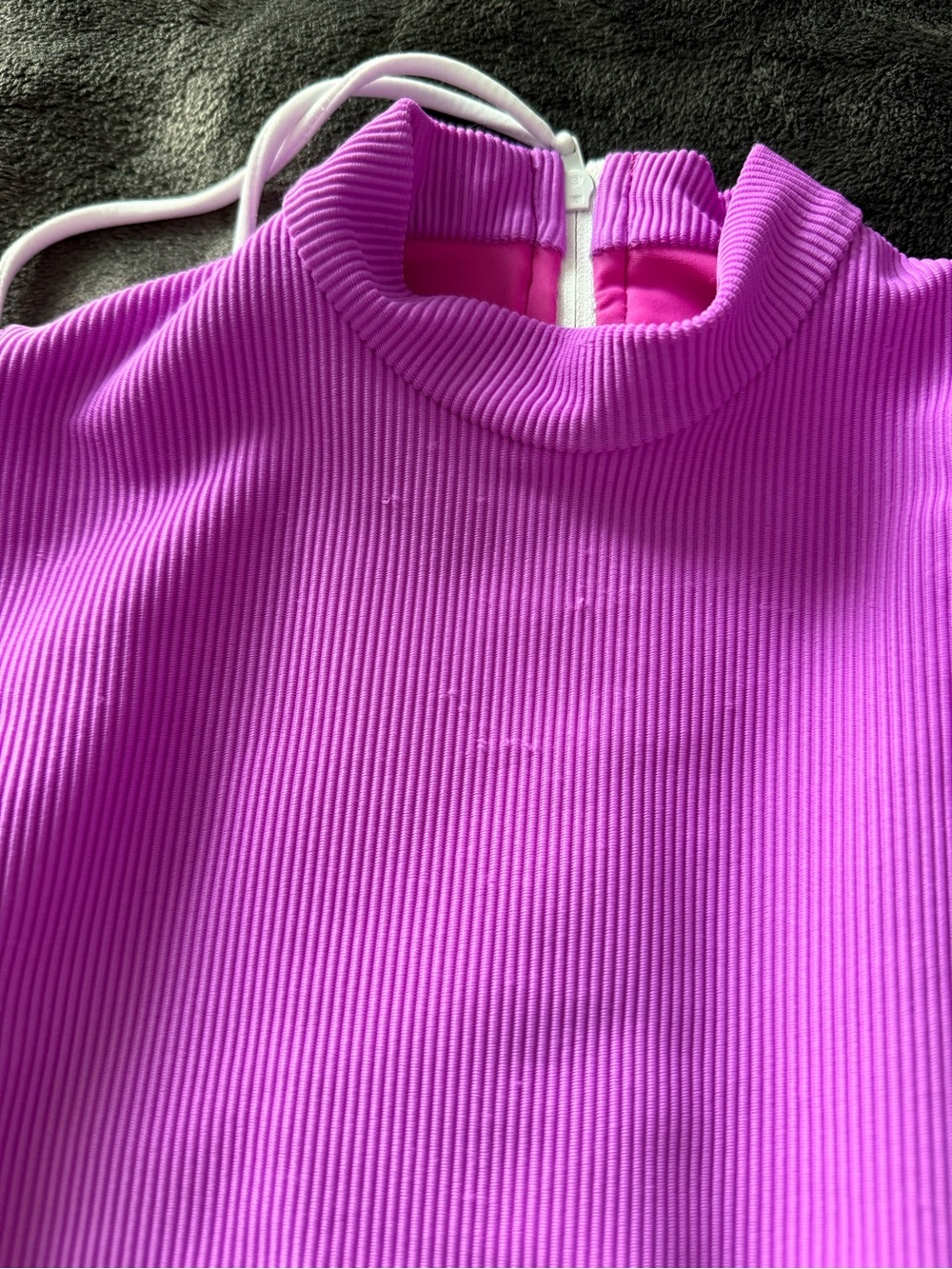 LainSnow Kids Long-Sleeve One-Piece Rashguard in Neon Purple with White Trim - Picture 3 of 5